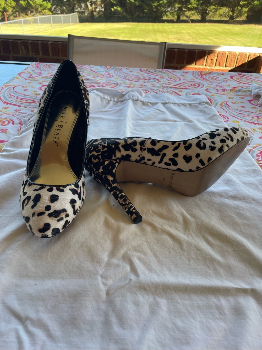 White House Black Market Panther Leopard Print Platform Stiletto Pumps 8.5M 🐆